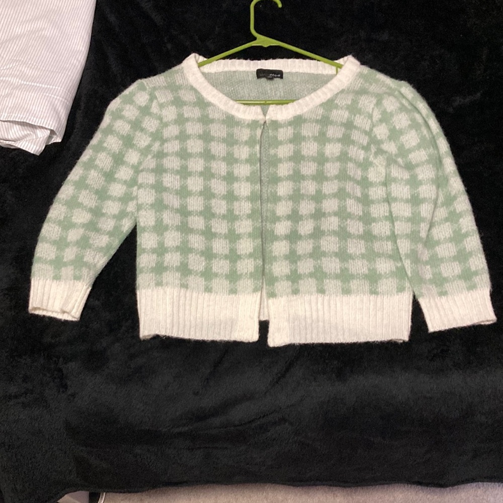 Lucy, Paris Gingham Cropped Cardigan, size large, never worn
